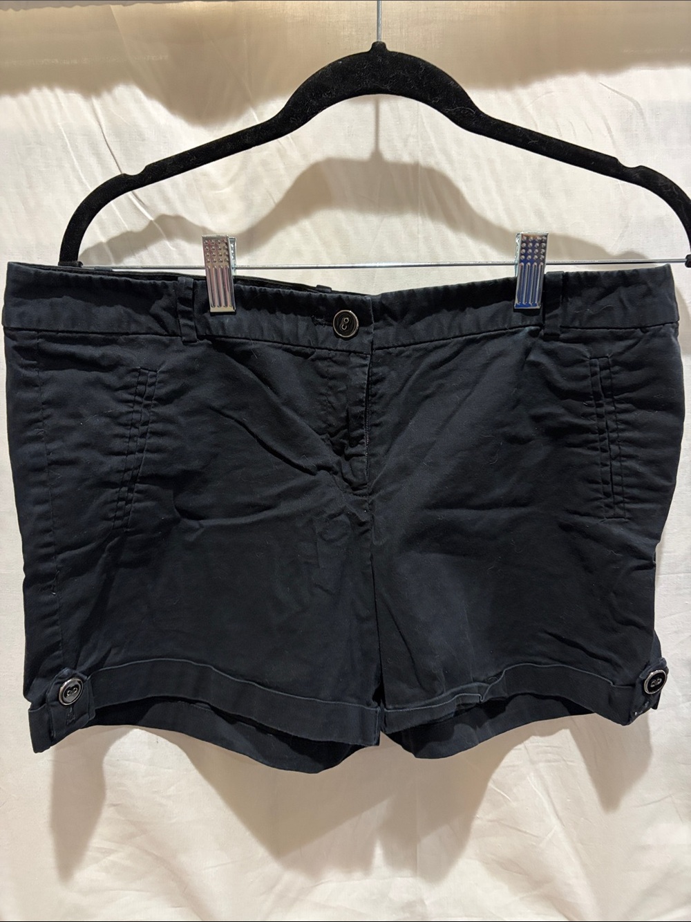 The Limited Black Cuffed Button-Tab Bermuda Shorts